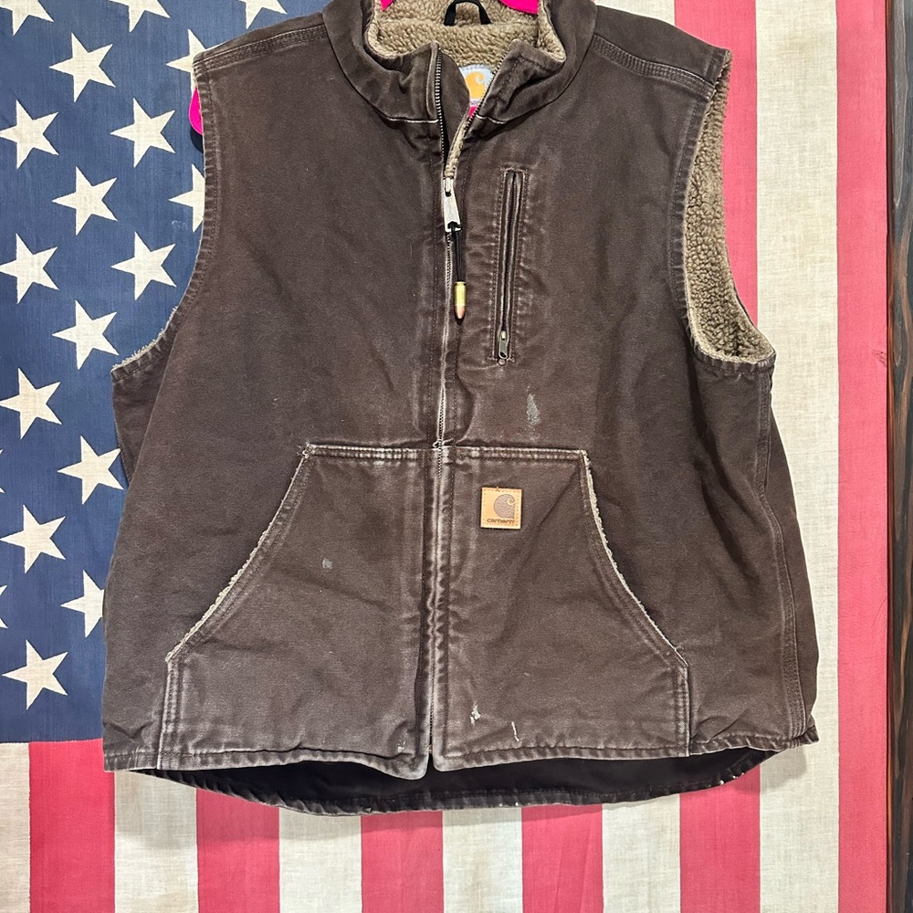 Carhartt Dark Brown Fleece-Lined Vest